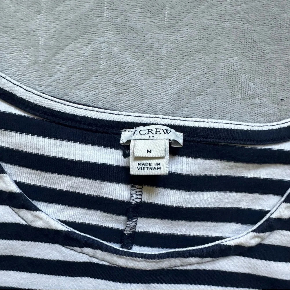 J. Crew Striped Peplum Top Navy Blue/ White Size M - Picture 6 of 7